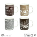 11oz Nueva taza de hueso de China con Sweet Home Decal Design